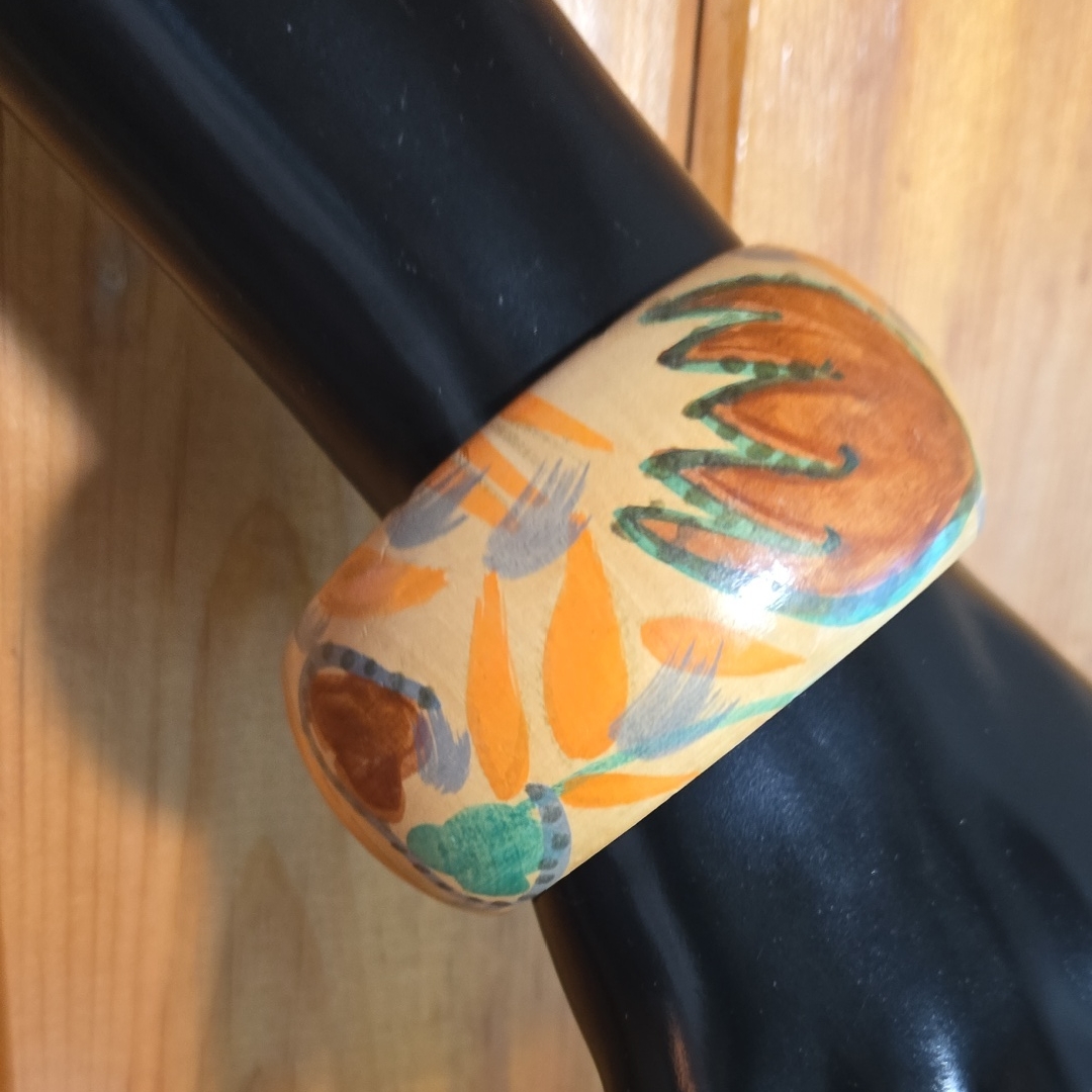 Hand Painted Wood Bangle Bracelet